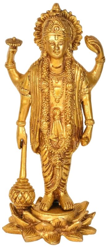 Narayan Statue, Metal Vishnu Idol, Chaturbhuj Roop Vishnu Ji - Pooja ...