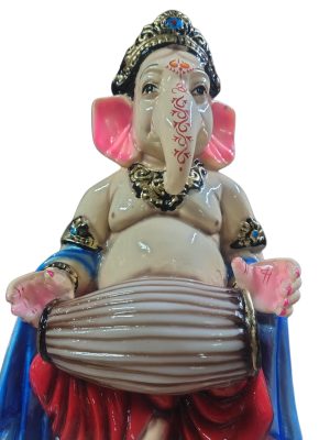 Ganesh Ji Murti, Ganesha Idol, 9" Ganesha Statue, Marble Dust Ganapati, Dancing Ganesha, Ganesh Playing Dholak